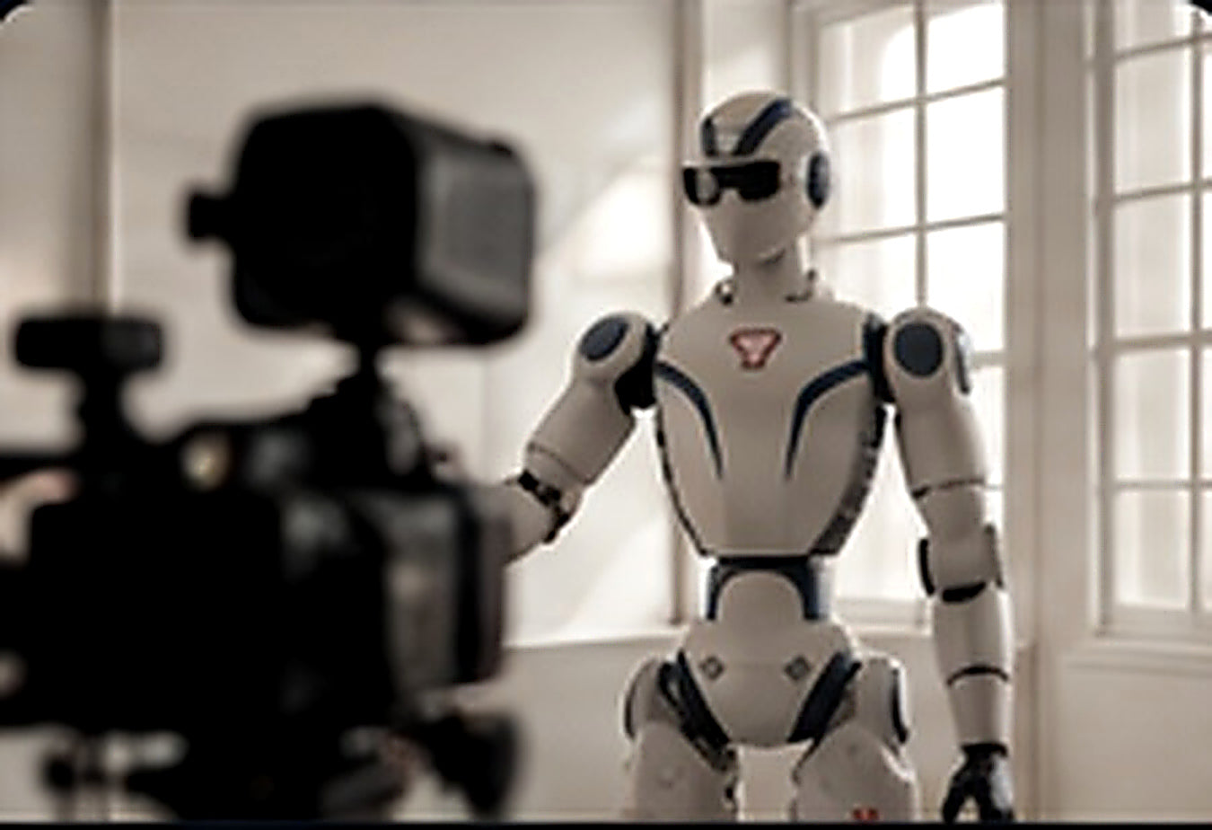 Humanoider Roboter bei einem Film- und Content-Dreh